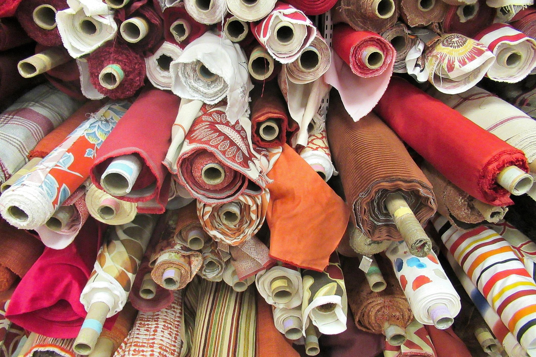 Fabric display representing textiles shopping