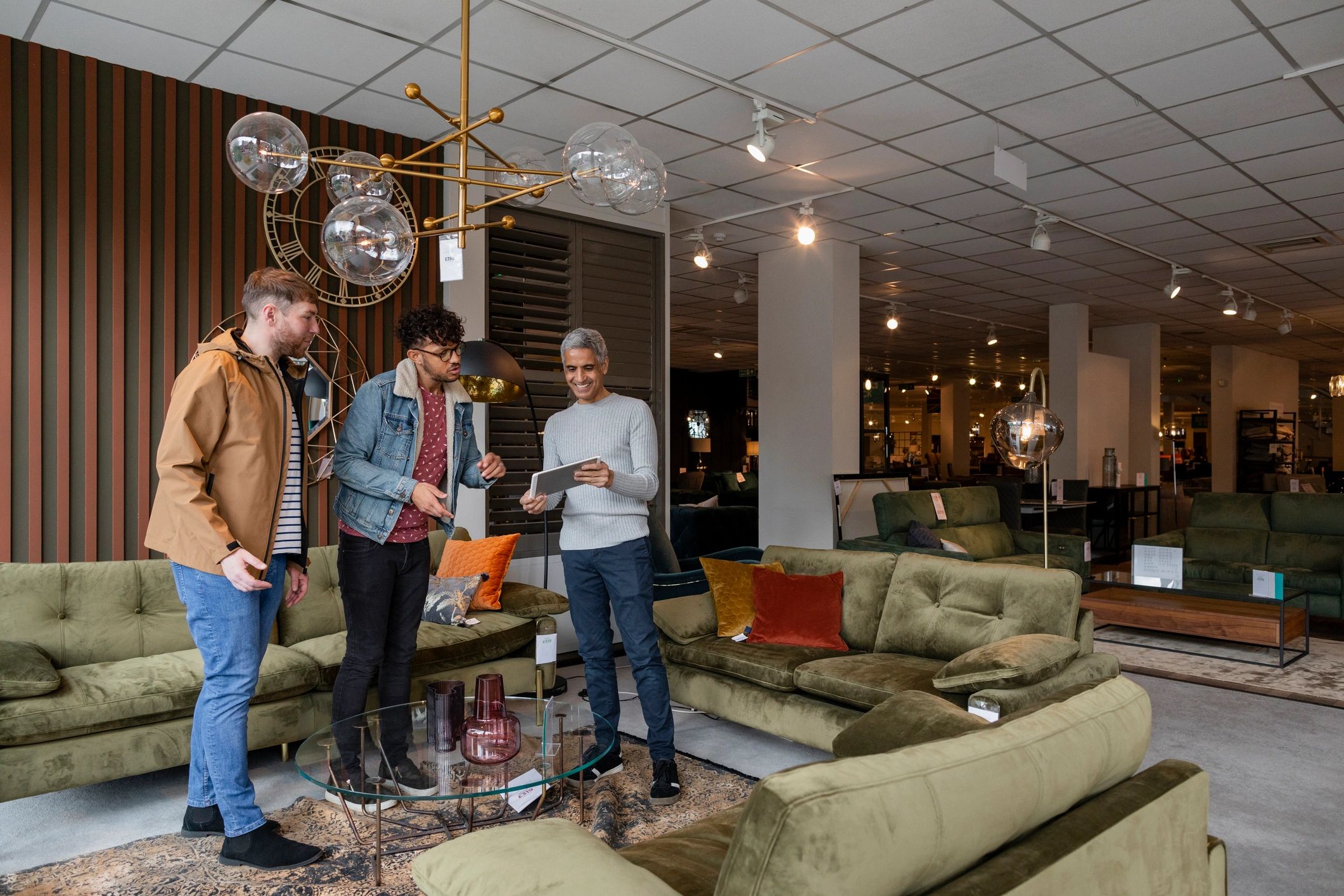 Retail team assisting customers in a store
