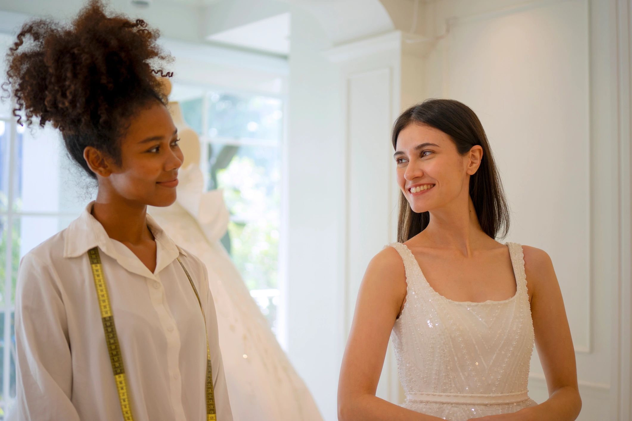 Designer studio consultation in a wedding boutique