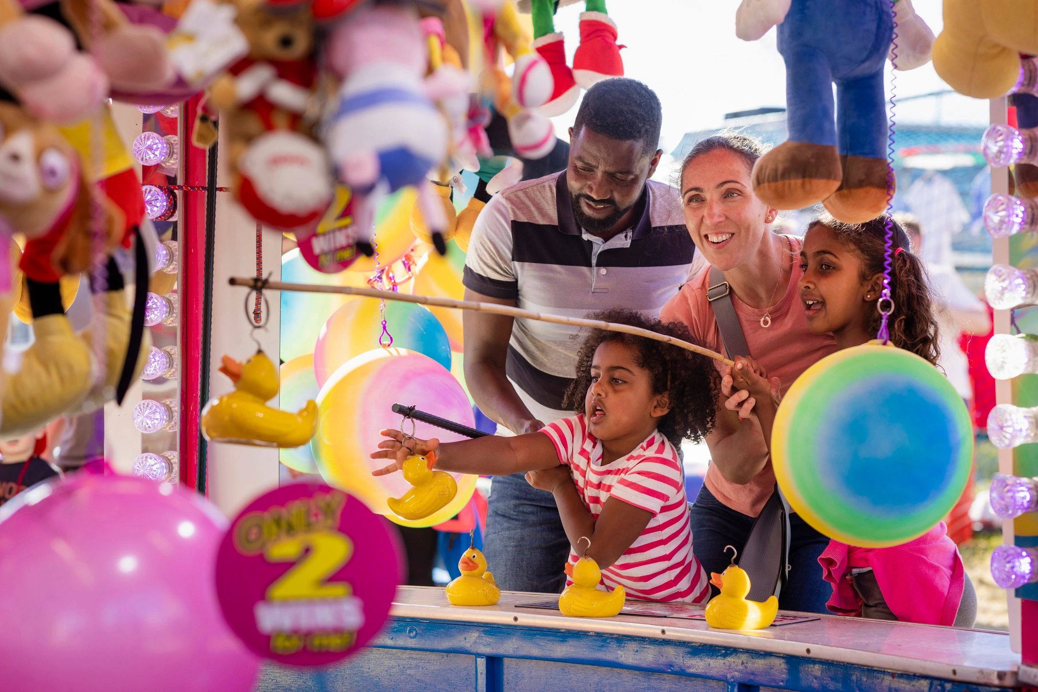Family enjoying a fun game together