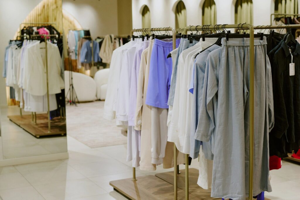 New Collection Hung on Hangers in Mall