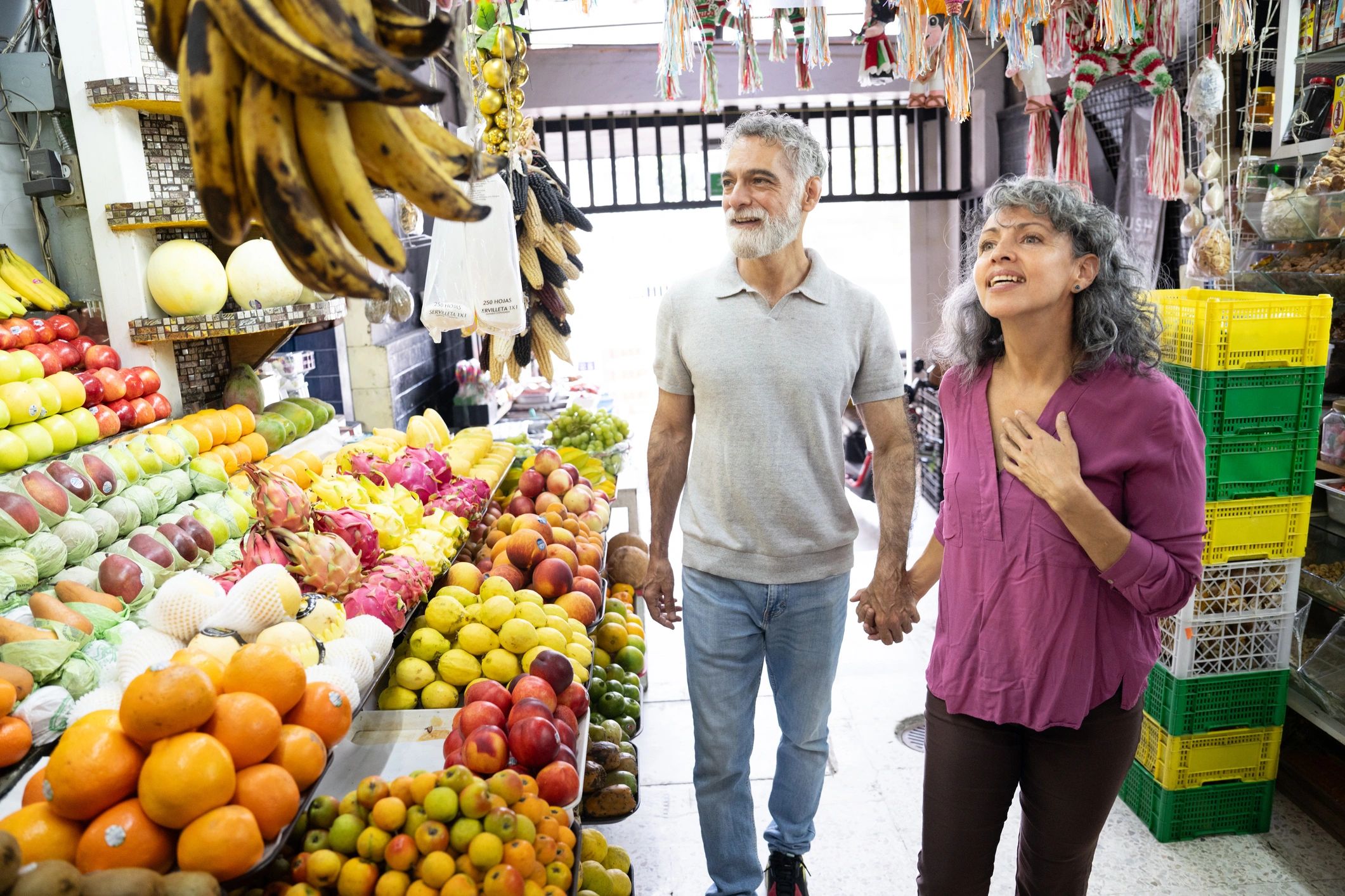Couple shopping for groceries